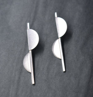 Bauhaus Style Sterling Silver Earrings,