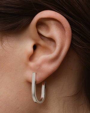 Solid Sterling Silver Chunky U hoop earrings.