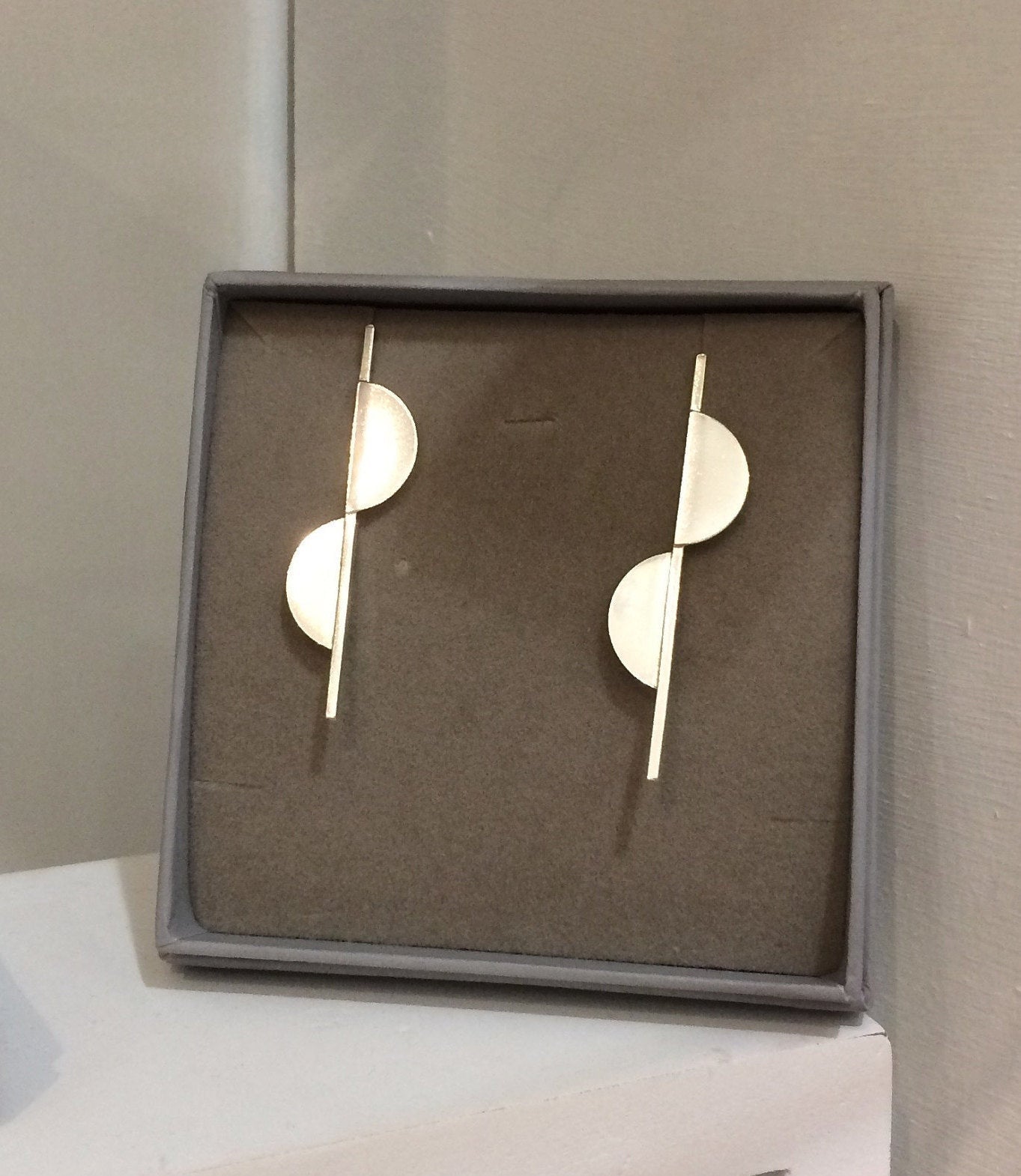 Bauhaus Style Sterling Silver Earrings,